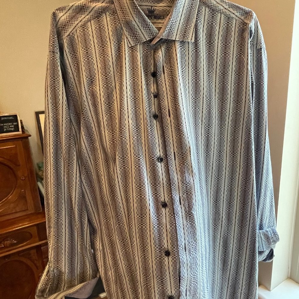 Bertigo men's long sleeve button-up shirt, 2XL
